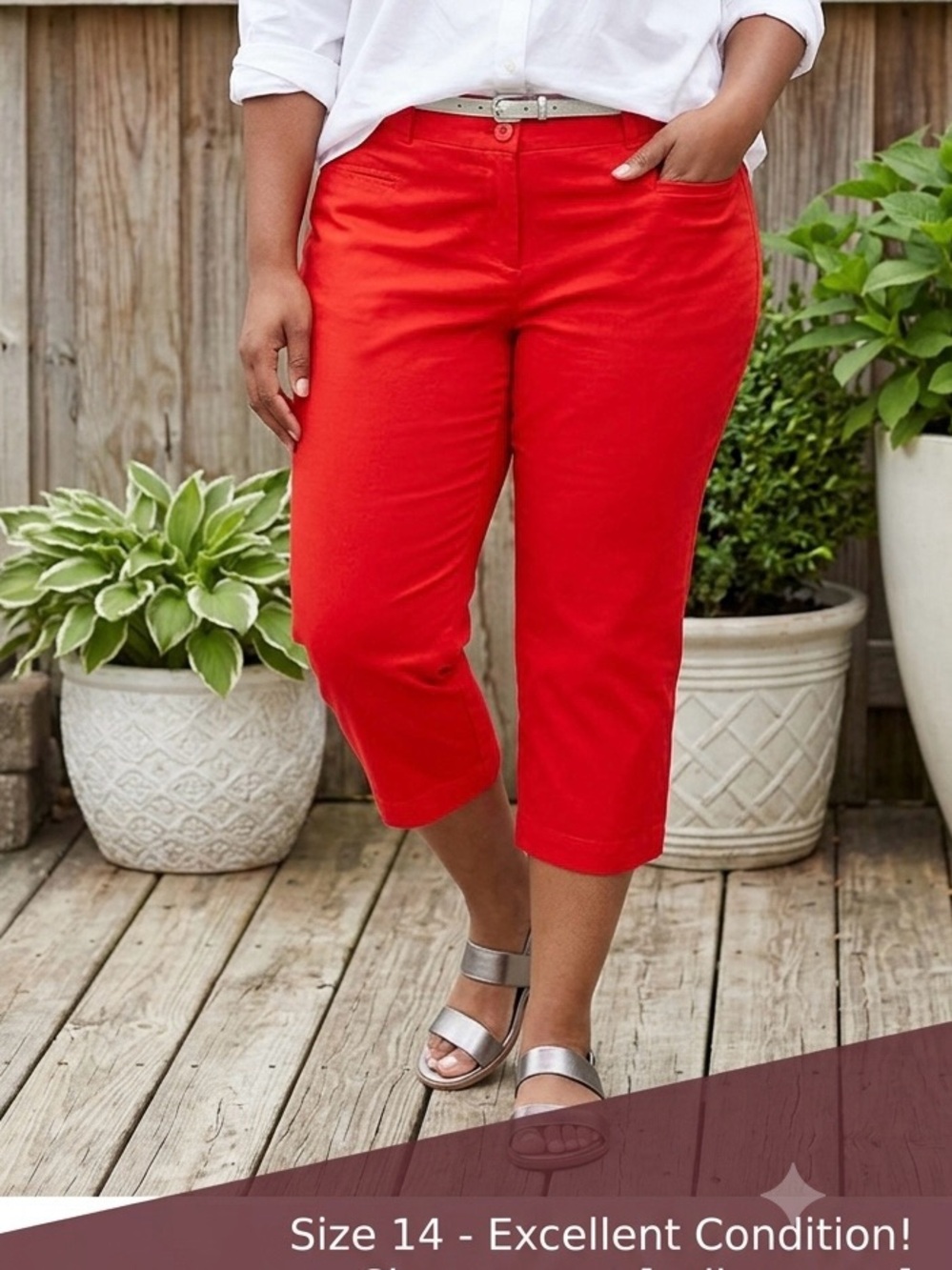 Ashley Stewart Vibrant Red Skirt capris pants size 14 women’s